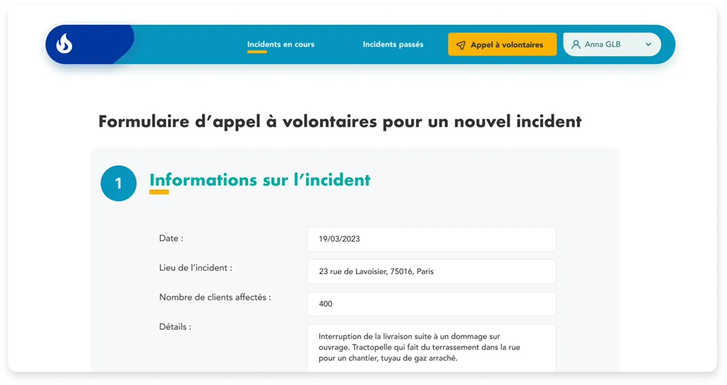 Formulaire de déclaration d'incident